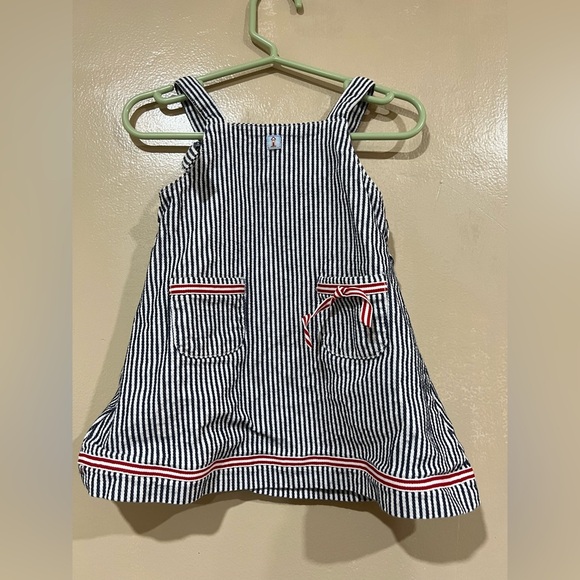 Jacadi Navy and White Striped Dress with Red Embroidery - Picture 7 of 7